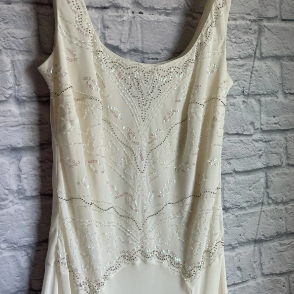 ALEX Evenings Ivory Beaded Sequin Accent Dress - Picture 2 of 13